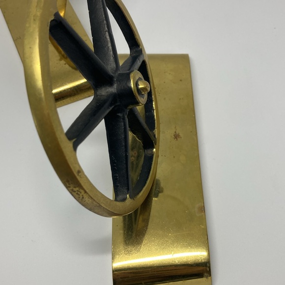 1960 Virginia Metal Works Polished Brass Wagon Wheel Bookends - Picture 9 of 13